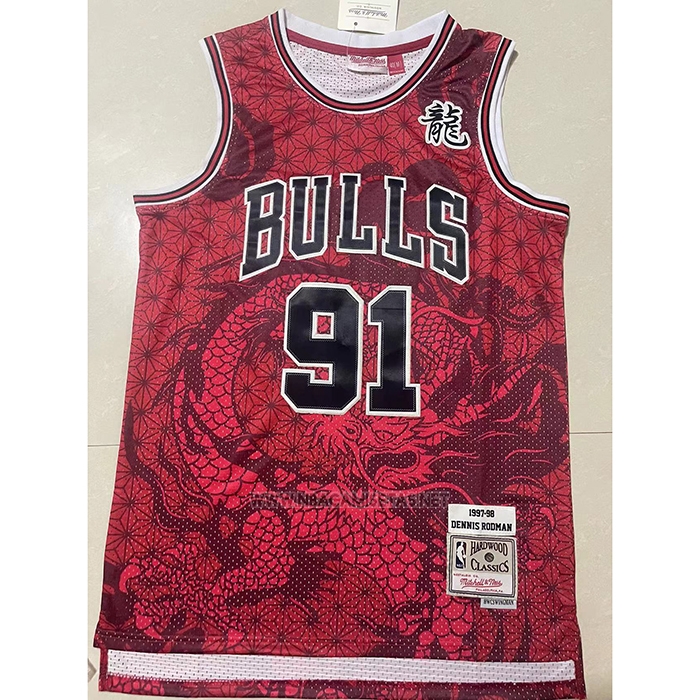 Camiseta Chicago Bulls Dennis Rodman NO 91 Asian Heritage Throwback 1997-98 Rojo